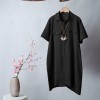 New Women Long Blouse Irregular Hem Short Sleeves Pockets Loose Casual Vintage Top Shirt Dress