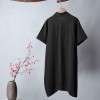 New Women Long Blouse Irregular Hem Short Sleeves Pockets Loose Casual Vintage Top Shirt Dress