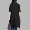 New Women Long Blouse Irregular Hem Short Sleeves Pockets Loose Casual Vintage Top Shirt Dress