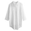 Women Vintage Cotton Linen Blouse Casual Shirt Solid Turn-down Collar Half Sleeves Button Loose Outwear Asymmetry Hem Elegant Tops