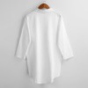 Women Vintage Cotton Linen Blouse Casual Shirt Solid Turn-down Collar Half Sleeves Button Loose Outwear Asymmetry Hem Elegant Tops