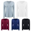 New Fashion Women T-shirt Solid Color V Neck Short Sleeve Rounded Hem Long Casual Party Wear Summer Tops