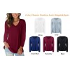 New Fashion Women T-shirt Solid Color V Neck Short Sleeve Rounded Hem Long Casual Party Wear Summer Tops