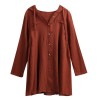 Women Plus Size Cotton Shirt Hooded Drawstring Long Sleeve Button Autumn Spring Basic Tunic Long Loose Tops Blouse