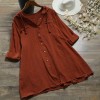 Women Plus Size Cotton Shirt Hooded Drawstring Long Sleeve Button Autumn Spring Basic Tunic Long Loose Tops Blouse