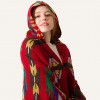 Vintage Women Autumn Hooded Cloak Geometric Buckle Tassel Warm Bohemian Casual Poncho