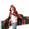 Vintage Women Autumn Hooded Cloak Geometric Buckle Tassel Warm Bohemian Casual Poncho