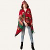 Vintage Women Autumn Hooded Cloak Geometric Buckle Tassel Warm Bohemian Casual Poncho