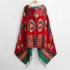 Vintage Women Autumn Hooded Cloak Geometric Buckle Tassel Warm Bohemian Casual Poncho