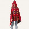 Vintage Women Autumn Hooded Cloak Geometric Buckle Tassel Warm Bohemian Casual Poncho