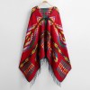 Vintage Women Autumn Hooded Cloak Geometric Buckle Tassel Warm Bohemian Casual Poncho