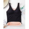 Women Winter Vest Fluffy Thick Warm Removable Pad V Neck Slim Thermal Underwear Camisole