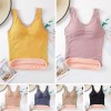 Women Winter Vest Fluffy Thick Warm Removable Pad V Neck Slim Thermal Underwear Camisole