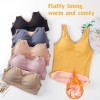 Women Winter Vest Fluffy Thick Warm Removable Pad V Neck Slim Thermal Underwear Camisole