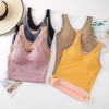 Women Winter Vest Fluffy Thick Warm Removable Pad V Neck Slim Thermal Underwear Camisole