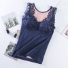 Women Winter Camisole Fleece Lined V Neck Lace Removable Pad Slim Thermal Vest Underwear Tank Tops