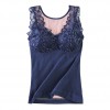 Women Winter Camisole Fleece Lined V Neck Lace Removable Pad Slim Thermal Vest Underwear Tank Tops