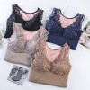 Women Winter Camisole Fleece Lined V Neck Lace Removable Pad Slim Thermal Vest Underwear Tank Tops