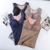 Women Winter Camisole Fleece Lined V Neck Lace Removable Pad Slim Thermal Vest Underwear Tank Tops