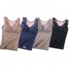 Women Winter Camisole Fleece Lined V Neck Lace Removable Pad Slim Thermal Vest Underwear Tank Tops