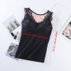 Women Winter Camisole Fleece Lined V Neck Lace Removable Pad Slim Thermal Vest Underwear Tank Tops