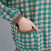 Women Loose Blouse Plaid Print Knitted V-Neck Long Sleeve Pockets Vintage Shirt Casual Tops