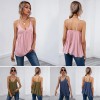 Women Camisole Loose V Neck Strappy Sleeveless Tank-Tops Solid Vest Shirt Spring Summer Beach