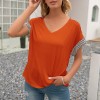 Women Striped Splicing Loose T-shirt V Neck Dropped Shoulder Short Sleeve Summer Blouse Casual Tops