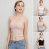 Women Modal Camisole Solid Color Adjustabl Strap Pad Wireless Slim Crop Top Yoga Vest