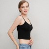 Women Modal Camisole Solid Color Adjustabl Strap Pad Wireless Slim Crop Top Yoga Vest