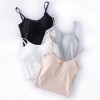 Women Modal Camisole Solid Color Adjustabl Strap Pad Wireless Slim Crop Top Yoga Vest