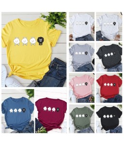 Women T-shirt Cute Sheep Print Short Sleeve O Neck Plus Size Casual Tops S-5XL