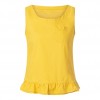 Women Cotton Linen Vest Ruffle Pocket O-neck Sleeveless Blouse Solid Loose Summer Tank Tops