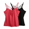 New Sexy Women Criss Cross Top Spaghetti Strap V Neck Sleeveless Backless Bodycon Tank Top T-Shirt Watermelon Red/Black