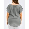 Women Plus Size Solid Blouse  V Neck Crochet Lace Shirt Top