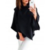 Women Loose Sweatshirt Solid Turtleneck Irregular Three Quarter Batwing Sleeve Casual Warm PulloverWomen Loose Sweatshirt Solid Turtleneck Irregular Three Quarter Batwing Sleeve Casual Warm Pullover