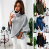 Women Loose Sweatshirt Solid Turtleneck Irregular Three Quarter Batwing Sleeve Casual Warm PulloverWomen Loose Sweatshirt Solid Turtleneck Irregular Three Quarter Batwing Sleeve Casual Warm Pullover