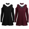 Women Knitted Long Tops Solid V Neck Choker Off Shoulder Long Sleeve Casual Sexy Sweater Club Party Wear