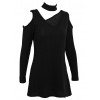 Women Knitted Long Tops Solid V Neck Choker Off Shoulder Long Sleeve Casual Sexy Sweater Club Party Wear