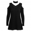 Women Knitted Long Tops Solid V Neck Choker Off Shoulder Long Sleeve Casual Sexy Sweater Club Party Wear