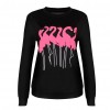 Fashion Women Embroidery Flamingo Long Sleeve Sweatshirt O Neck Casual Jumper Pullover Tops