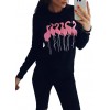 Fashion Women Embroidery Flamingo Long Sleeve Sweatshirt O Neck Casual Jumper Pullover Tops