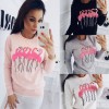 Fashion Women Embroidery Flamingo Long Sleeve Sweatshirt O Neck Casual Jumper Pullover Tops