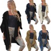 Women Loose Sweater Cardigan Open Front Batwing Sleeve Solid Split Casual Knitted Outerwear Coat