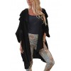 Women Loose Sweater Cardigan Open Front Batwing Sleeve Solid Split Casual Knitted Outerwear Coat