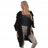 Women Loose Sweater Cardigan Open Front Batwing Sleeve Solid Split Casual Knitted Outerwear Coat