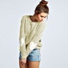 New Women Loose Knitted Sweater Elbow Heart Patch Solid Long Sleeve Casual Knit Pullover Jumper