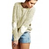 New Women Loose Knitted Sweater Elbow Heart Patch Solid Long Sleeve Casual Knit Pullover Jumper