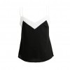 Sexy Women Chiffon Cami Tank Top Strap Contrast V-Neck Sleeveless Vest Top Camisole Black/White