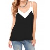 Sexy Women Chiffon Cami Tank Top Strap Contrast V-Neck Sleeveless Vest Top Camisole Black/White